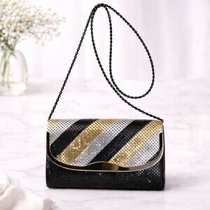 Mesh Evening Disco Crossbody Clutch Vintage 70s Mixed Metal Studio 54 Glam